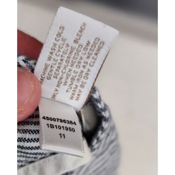 Chicos 100%‎ Linen Navy Striped Wide Leg Crop Pants Size 2 US LLagenlook Beachy - Picture 9 of 9